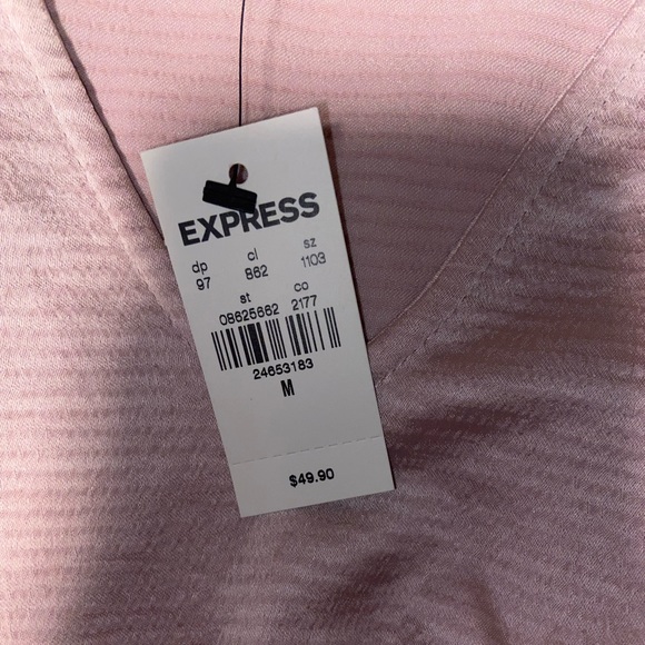 SOLD Express Pink Champagne V-Neck Flowy Short Sleeve Blouse - Picture 3 of 5